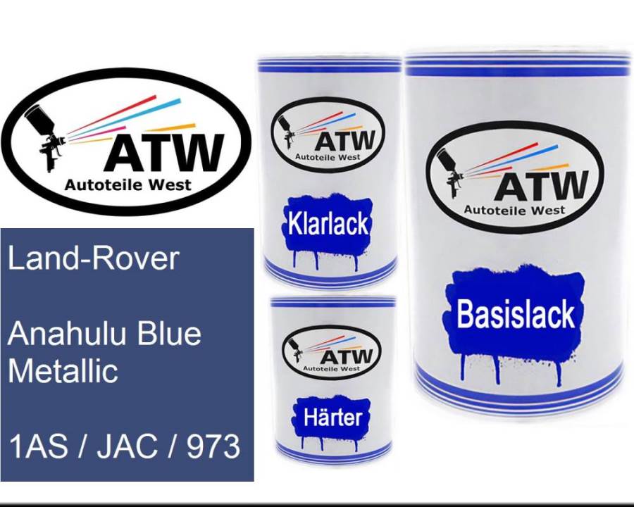 Land-Rover, Anahulu Blue Metallic, 1AS / JAC / 973: 500ml Lackdose + 500ml Klarlack + 250ml Härter - Set, von ATW Autoteile West.